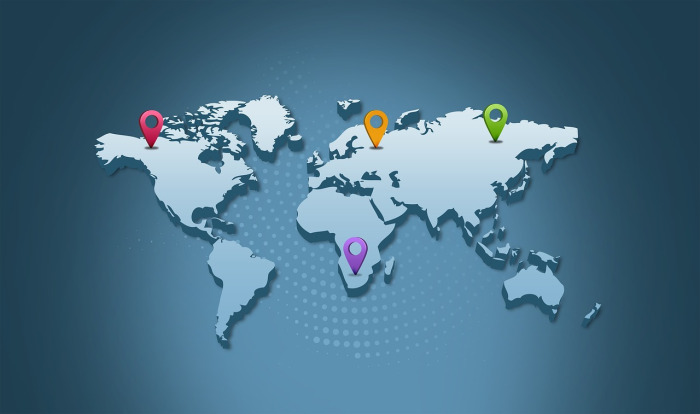 globe dotted travel lines world map